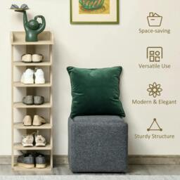 Rackhams 7 Tier Shoe Rack Organizer Storage Shelf Wooden Display Cabinet for Entryway Living Room Bedroom Oak - thumbnail 6