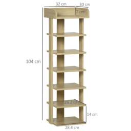 Rackhams 7 Tier Shoe Rack Organizer Storage Shelf Wooden Display Cabinet for Entryway Living Room Bedroom Oak - thumbnail 3