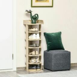 Rackhams 7 Tier Shoe Rack Organizer Storage Shelf Wooden Display Cabinet for Entryway Living Room Bedroom Oak - thumbnail 2
