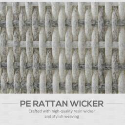 Rackhams Single Seater Rattan Chair Sofa with Padded Cushions, All-Weather PE Wicker Weave Garden Armchair with Armrests, Grey - thumbnail 6