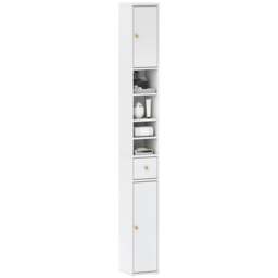 Rackhams Tall Bathroom Cabinet with Drawer and Adjustable Shelves, White - thumbnail 3