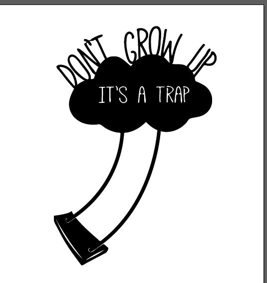 "Rackhams Modern Metal Wall Art ""Don't Grow Up"" Home Ornament Decorative Minimalist Design Hanging Wall Sculpture, Black - Metal - Black" - image 1
