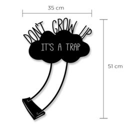 "Rackhams Modern Metal Wall Art ""Don't Grow Up"" Home Ornament Decorative Minimalist Design Hanging Wall Sculpture, Black - Metal - Black" - thumbnail 3