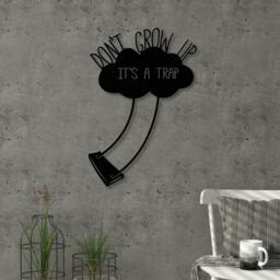 "Rackhams Modern Metal Wall Art ""Don't Grow Up"" Home Ornament Decorative Minimalist Design Hanging Wall Sculpture, Black - Metal - Black" - thumbnail 2