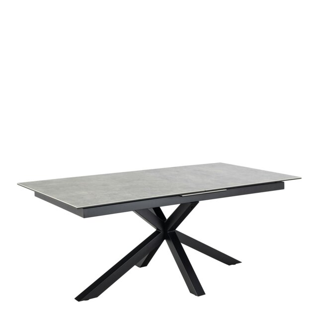 Rackhams Heaven Extendable Dining Table with Ceramic Grey Top 200cm - Black - No - Grey - image 1
