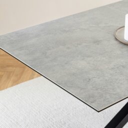 Rackhams Heaven Extendable Dining Table with Ceramic Grey Top 200cm - Black - No - Grey - thumbnail 6