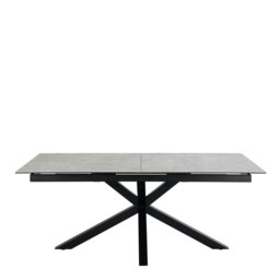 Rackhams Heaven Extendable Dining Table with Ceramic Grey Top 200cm - Black - No - Grey - thumbnail 2