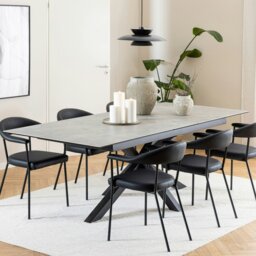 Rackhams Heaven Extendable Dining Table with Ceramic Grey Top 200cm - Black - No - Grey - thumbnail 5