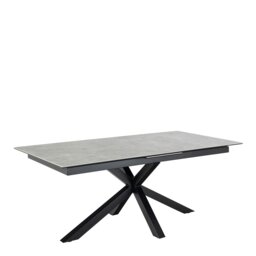 Rackhams Heaven Extendable Dining Table with Ceramic Grey Top 200cm - Black - No - Grey