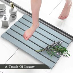Rackhams Bamboo Bathroom Bath Mat 60x35cm Non-Slip Feet Ideal for Indoor & Outdoor Use Bathroom Duckboard - 1 - Grey - Bamboo - thumbnail 2