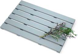 Rackhams Bamboo Bathroom Bath Mat 60x35cm Non-Slip Feet Ideal for Indoor & Outdoor Use Bathroom Duckboard - 1 - Grey - Bamboo - thumbnail 1