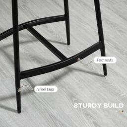 Rackhams Breakfast Bar Stools Set of 2, Microfibre Upholstered Barstools, Industrial Bar Chairs with Curved Seat and Steel Frame, Brown - thumbnail 6