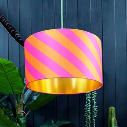 "Rackhams Tutti Frutti Helter Skelter Velvet Lampshades With Gold Foil Lining - 30cm diameter x 20cm height / 12"" x 8"""