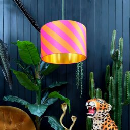 "Rackhams Tutti Frutti Helter Skelter Velvet Lampshades With Gold Foil Lining - 30cm diameter x 20cm height / 12"" x 8""" - thumbnail 2