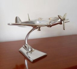 Rackhams Spitfire Aeroplane Home Ornament Aluminium Plane Sculpture - 1 - Polished Aluminium - Silver