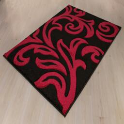Rackhams Carved Rug Florence - Black Red - 80cm x 150cm (2.6ft x 5ft) - thumbnail 2