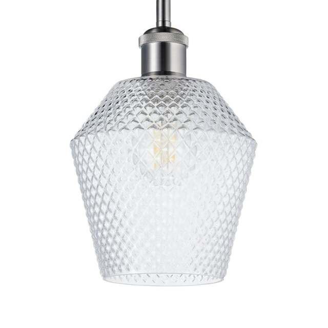 Rackhams Modern and Compact Diamond Design Clear Glass Pendant Lamp Shade - 17cm x 17cm - image 1