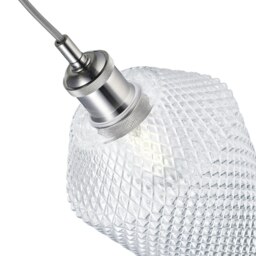 Rackhams Modern and Compact Diamond Design Clear Glass Pendant Lamp Shade - 17cm x 17cm - thumbnail 4