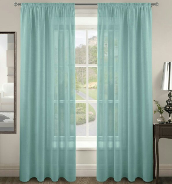 Rackhams Riva Slot Top Voile Panel - 150cm x 182cm - Duck Egg - image 1