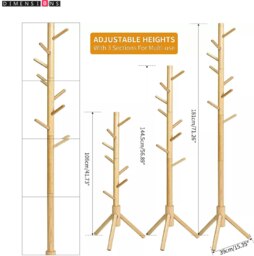 Rackhams 8 Hook Floor Standing Coat Stand - Natural - thumbnail 3