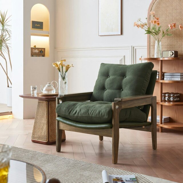 Rackhams Lichtenstein Lounge Chair, Armchair, Solid Wood - Green - image 1