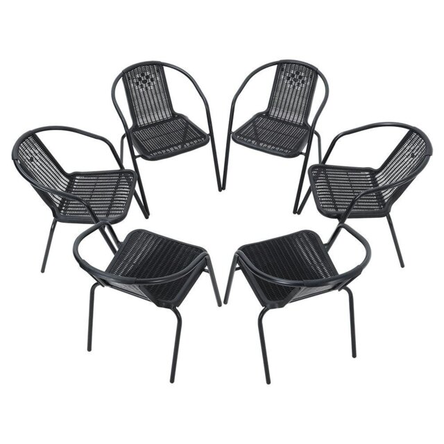 Rackhams Set of 6 Stacking Patio Dining Side Chairs for All Weather Outdoor Bistro Garden - image 1
