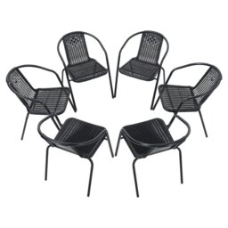 Rackhams Set of 6 Stacking Patio Dining Side Chairs for All Weather Outdoor Bistro Garden
