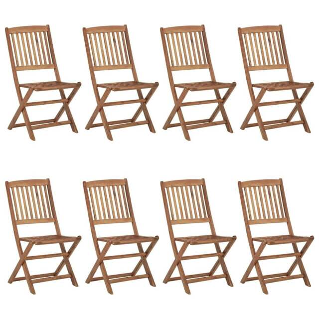 Rackhams Folding Outdoor Chairs 8 pcs Solid Acacia Wood