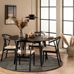 Rackhams Roxby Round Dining Table in Black 140x76cm - Black - No - Black - thumbnail 6