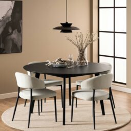 Rackhams Roxby Round Dining Table in Black 140x76cm - Black - No - Black - thumbnail 3