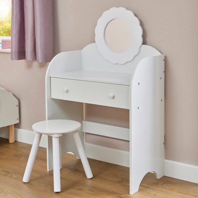 Rackhams White Dressing Table and Stool Set - White - image 1