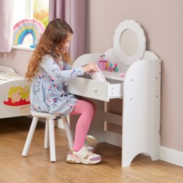 Rackhams White Dressing Table and Stool Set - White - thumbnail 2