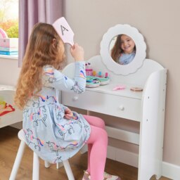 Rackhams White Dressing Table and Stool Set - White - thumbnail 3
