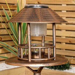 Rackhams 1.1m Bronze Effect Resin Garden Bird Bath & Table with Solar Light - thumbnail 4