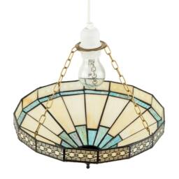 Rackhams 1920s Vintage Tiffany Pendant Light Shade with Emerald Green Glass - thumbnail 4