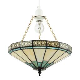 Rackhams 1920s Vintage Tiffany Pendant Light Shade with Emerald Green Glass - thumbnail 2