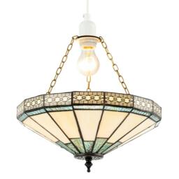 Rackhams 1920s Vintage Tiffany Pendant Light Shade with Emerald Green Glass - thumbnail 1