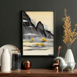 Rackhams Japanese Landscape Artwork - set of 3 wall art prints - 16 x 22 inches / 40.65 cm x 56 cm - Polyester Canvas 260 gsm - Canvas wrapped - thumbnail 4