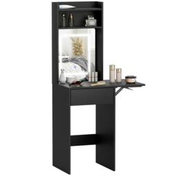 Rackhams Compact Dressing Table with Lighted Mirror Open Shelves - White - thumbnail 3