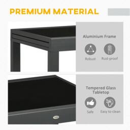Rackhams Extending Garden Table, Outdoor Dining Table with Aluminium Frame and Tempered Glass Tabletop, 80/160 x 80 x 75 cm, Black - thumbnail 6