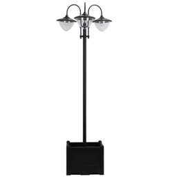 Rackhams 189cm 3-head Solar Lamp Post, Street Light with Planter, Automatic-on, 6 Hour Max Outdoor Ready LED Lighting, Black - thumbnail 1