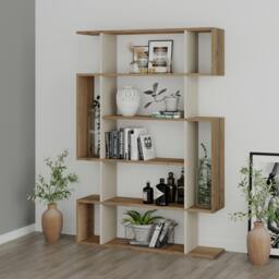 Rackhams Mito Modern Freestanding & Wall Mounted Bookcase Sonoma 5-Tier Display Unit Tall for Home & Office 161cm - Oak Anthracite Grey - thumbnail 6