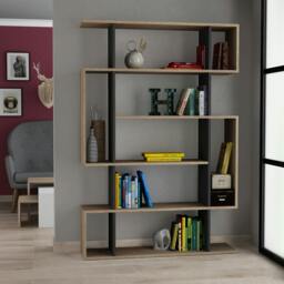 Rackhams Mito Modern Freestanding & Wall Mounted Bookcase Sonoma 5-Tier Display Unit Tall for Home & Office 161cm - Oak Anthracite Grey