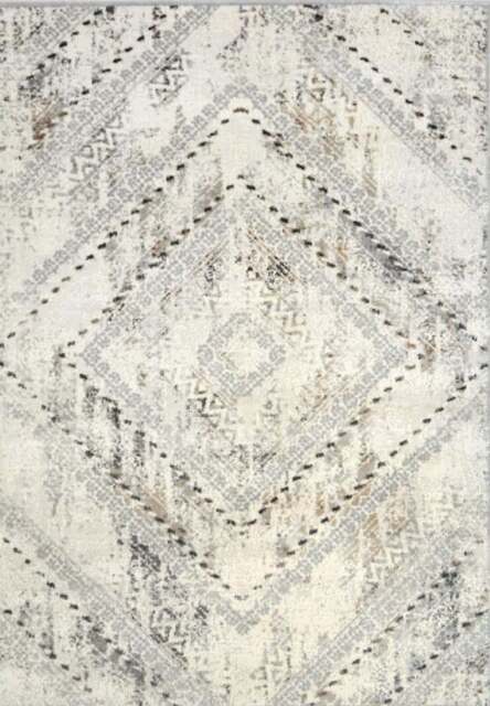 Rackhams Abstract Vintage Cream & Grey Rug - D176A - 120X170 cm