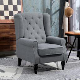 Rackhams Accent Armchair Home Furniture Retro Tufted Club Fabric Charcoal Grey - Grey - thumbnail 1