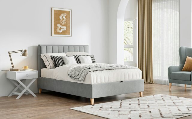 Rackhams Rhodes Grey Velvet Ottoman Bed Double - Double - image 1