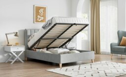 Rackhams Rhodes Grey Velvet Ottoman Bed Double - Double - thumbnail 2