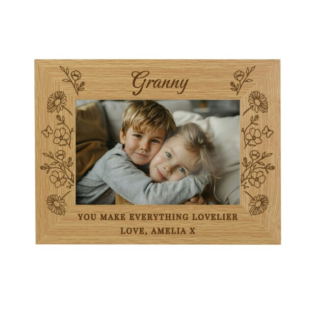 Rackhams Personalised Wild Flowers 6x4 Wooden Photo Frame - image 1