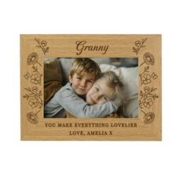 Rackhams Personalised Wild Flowers 6x4 Wooden Photo Frame - thumbnail 1