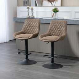 Rackhams Bar Stools Set of 2, Adjustable Bar Chairs 360° Swivel for Kitchen Coffee - Green - thumbnail 2